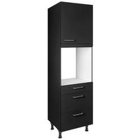 Geräteumbauschrank Touch Schwarz - Edelstahlfarben/Schwarz, MODERN, Holzwerkstoff/Metall (60/216,6/58cm) - Nobilia