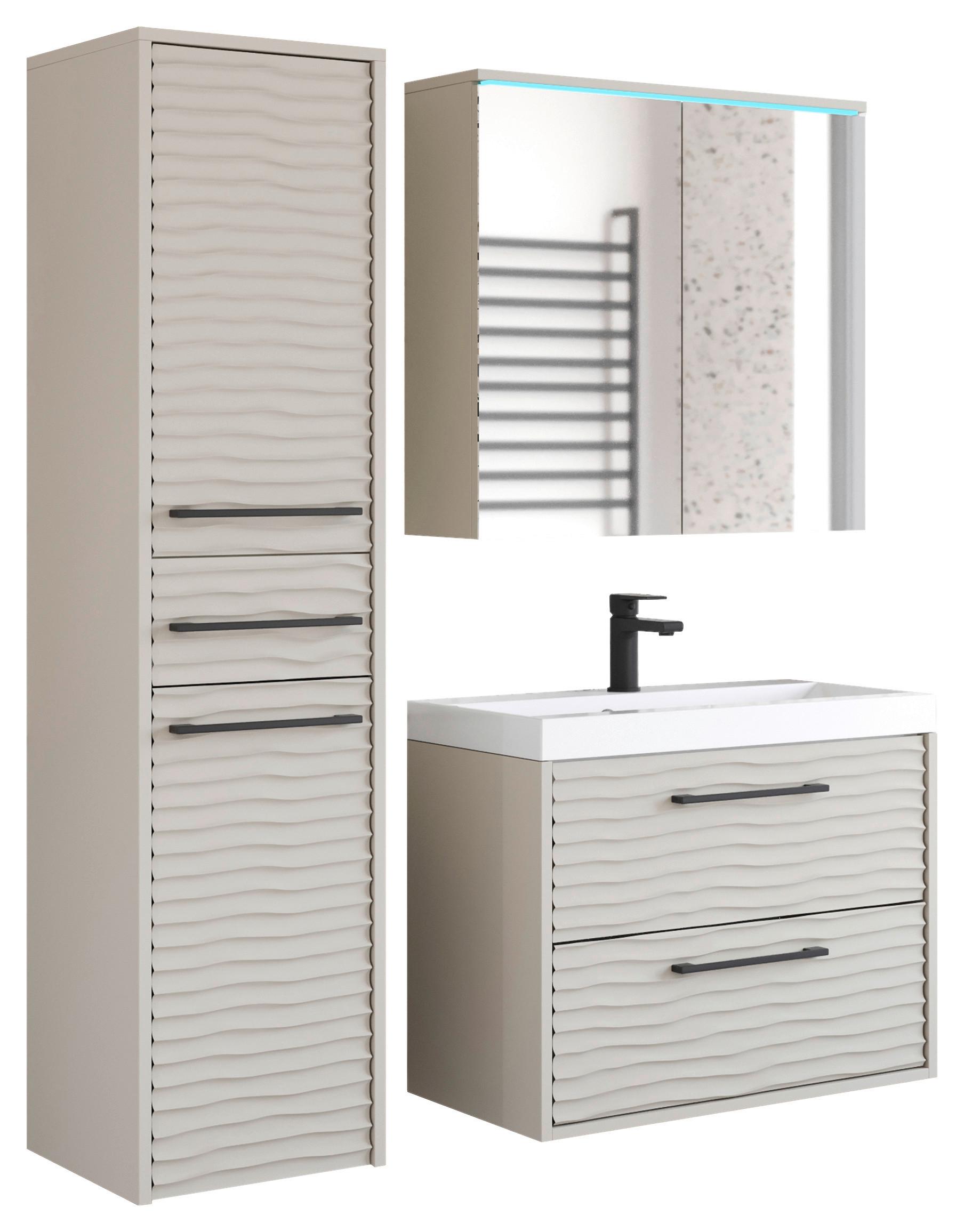 Kopalnica Toronto, Bež, Osvetlitev, 4-Delna - črna/kašmir, Trendi, kovina/leseni material (90/130/35cm) - P & B