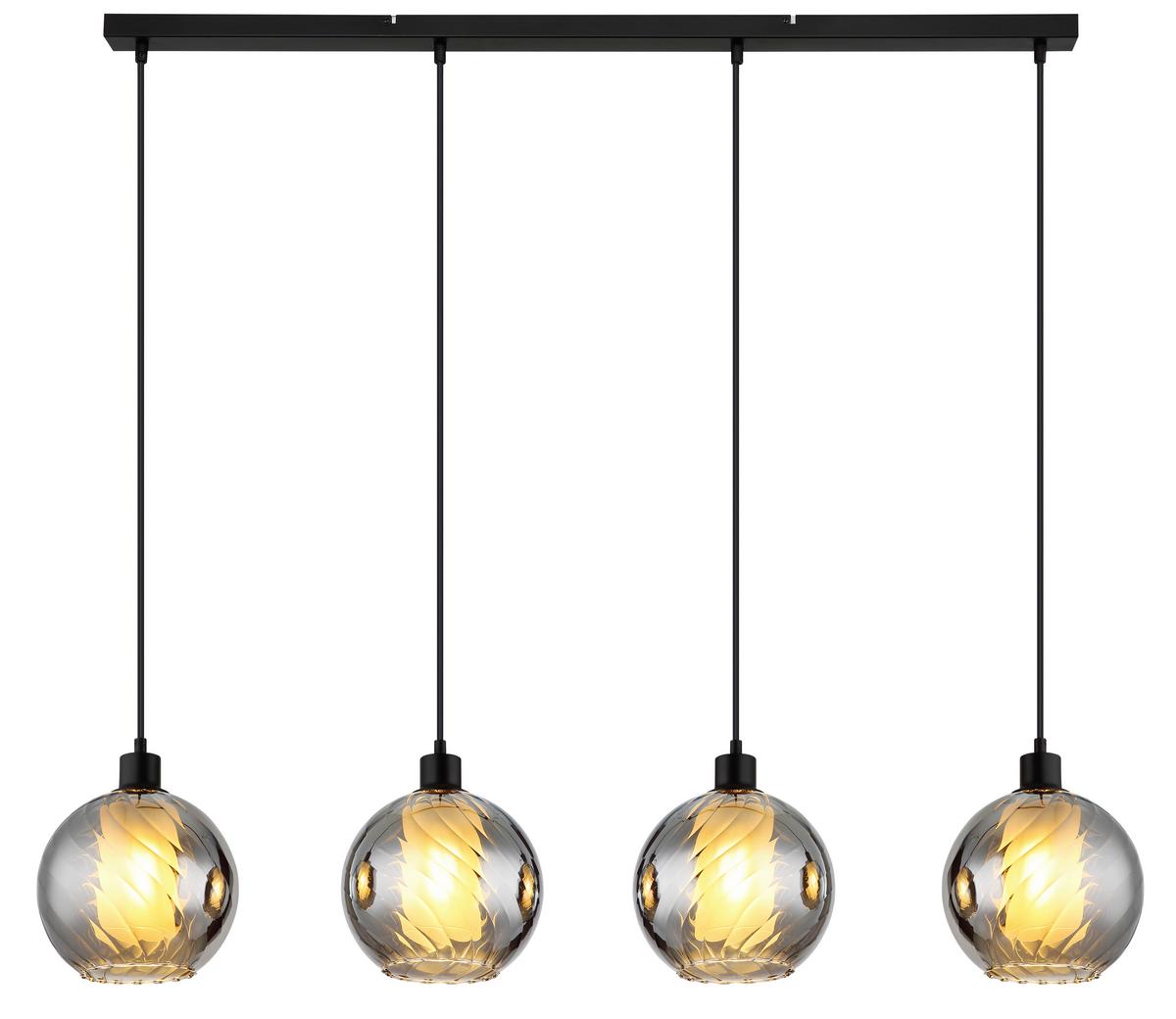 HÄNGELEUCHTE 30280408 ULF - Weiss/Schwarz, Design, Glas/Kunststoff (110/20/120cm) - Globo