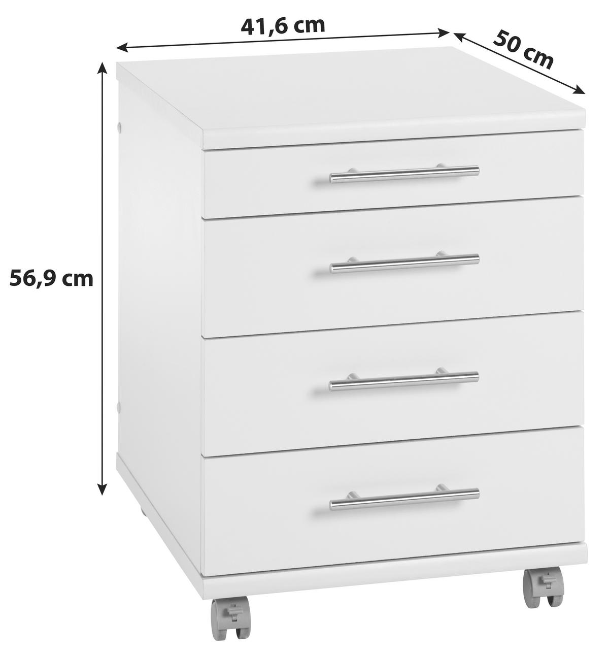 Rollcontainer "Serie 500" , hellgrau - Silberfarben/Hellgrau, Basics, Holzwerkstoff/Kunststoff (41,6/56,9/50cm) - MID.YOU