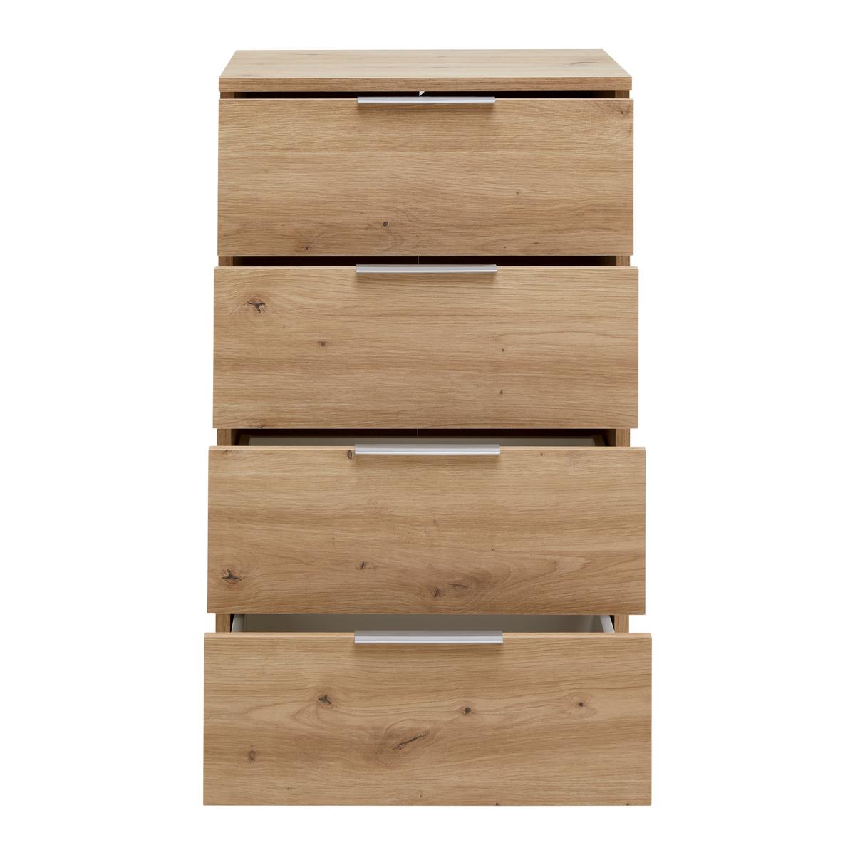 Nachtkästchen Cuatro Eiche Artisan - Silberfarben/Eiche Artisan, KONVENTIONELL, Holzwerkstoff/Kunststoff (46/79/42cm) - Modern Living