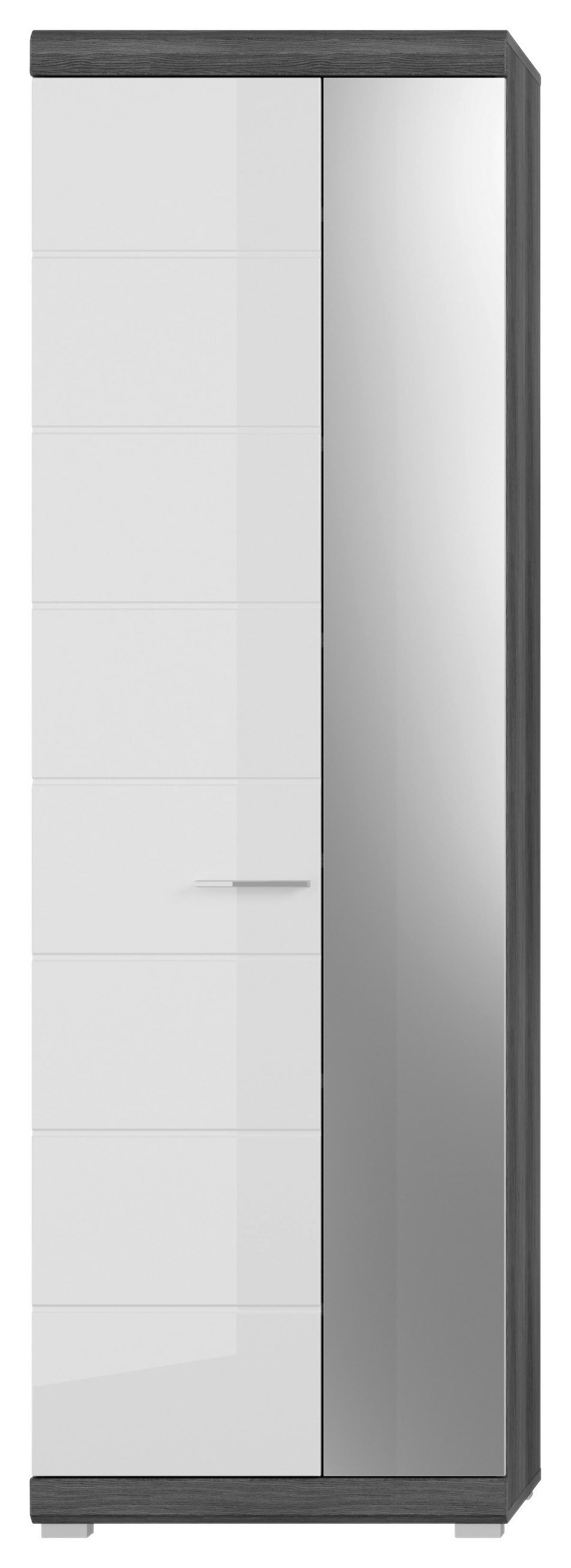 Garderobenschrank Scout ca. 90x96 cm Weiß/Grau - Chromfarben/Weiß Hochglanz, Design, Holzwerkstoff/Kunststoff (90/96/37cm) - MID.YOU