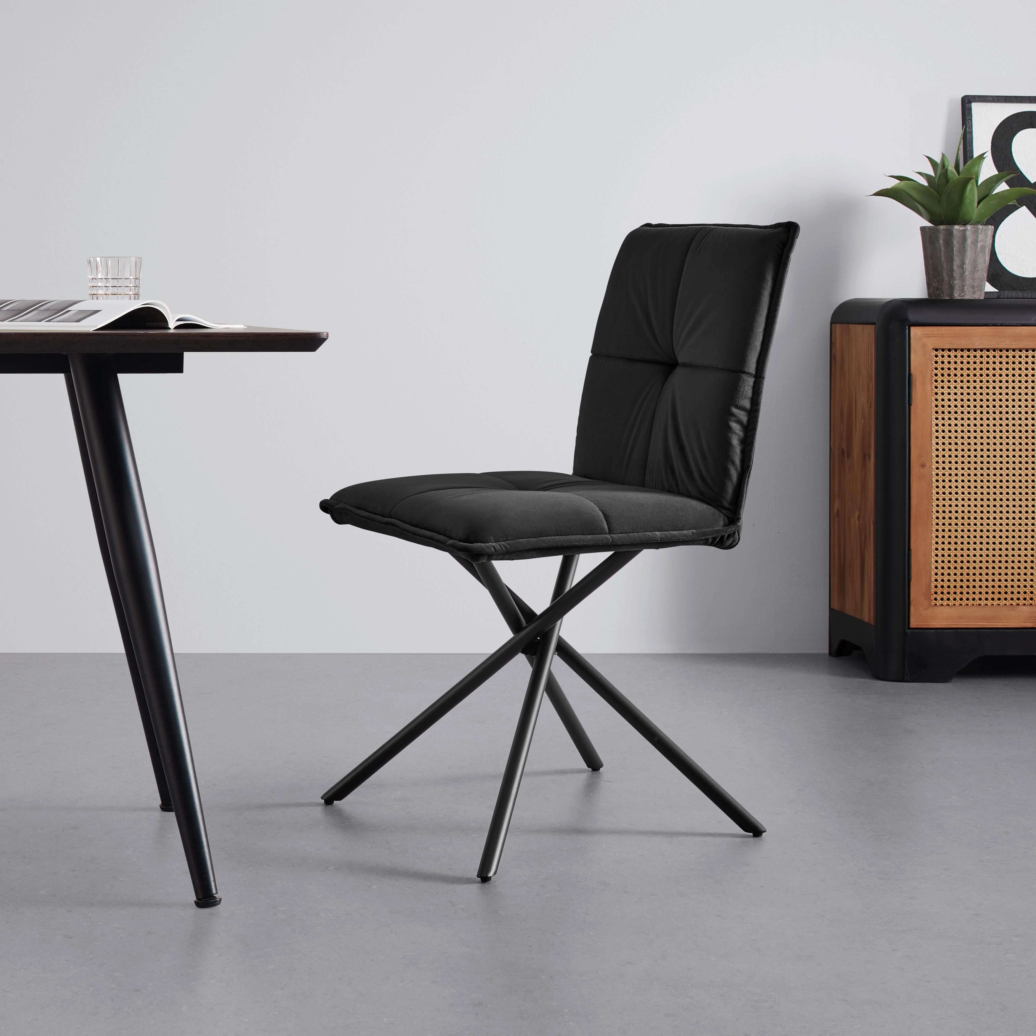 KRZESŁO LUNITA - czarny, Modern, metal/tkanina (47/88/57cm) - Bessagi Home