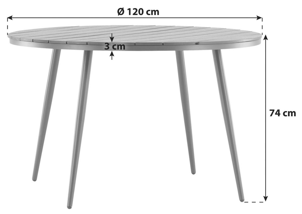 Gartentisch Break ca. 120x74 cm Schwarz - Schwarz, KONVENTIONELL, Kunststoff/Metall (120/74cm) - Gardenson