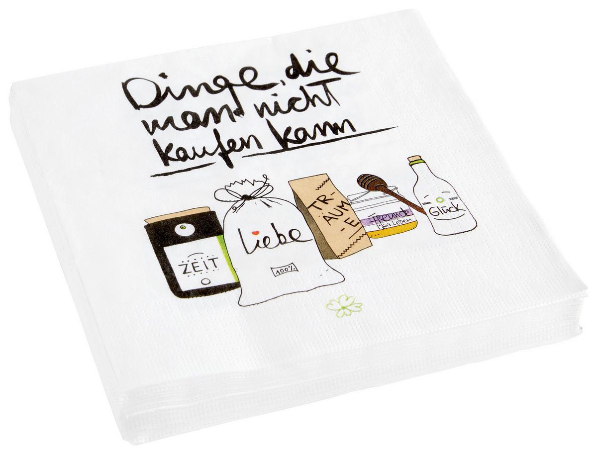 Serviette Laura in Weiß - Multicolor, Papier (33cm)