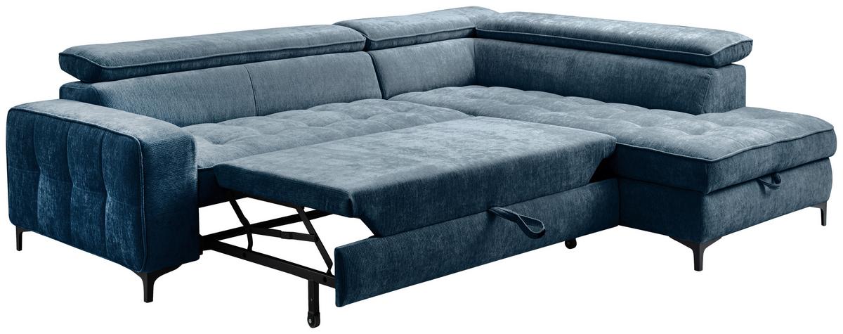 Kutna Garnitura Talia - plava/crna, Basics, tekstil/metal (251/70-90/203cm) - Modern Living