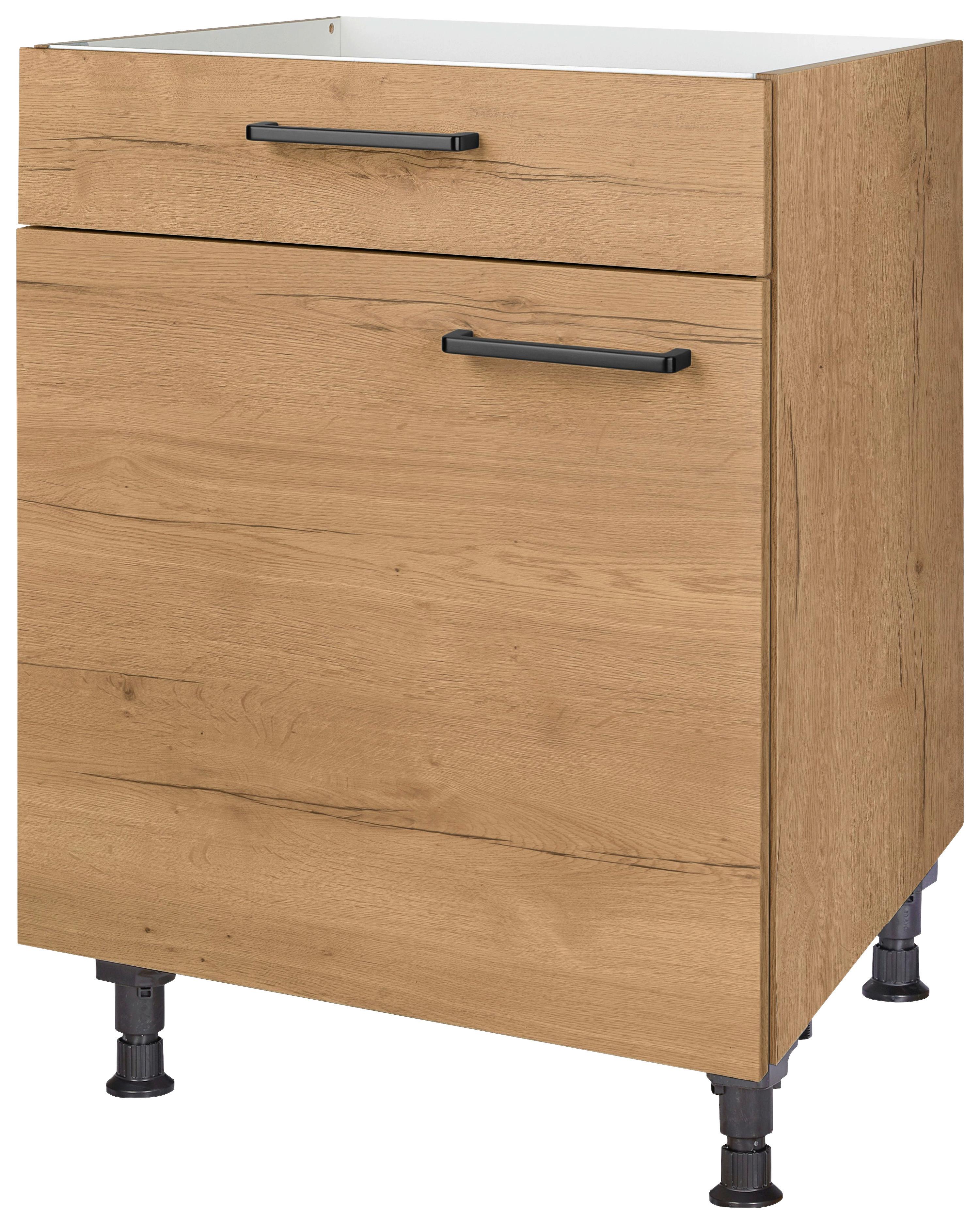 Kochfeldumbauschrank Structura Eiche - Eichefarben/Schwarz, MODERN, Holzwerkstoff/Metall (60/87/56cm) - Nobilia