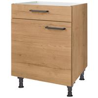 Kochfeldumbauschrank Structura Eiche - Eichefarben/Schwarz, MODERN, Holzwerkstoff/Metall (60/87/56cm) - Nobilia