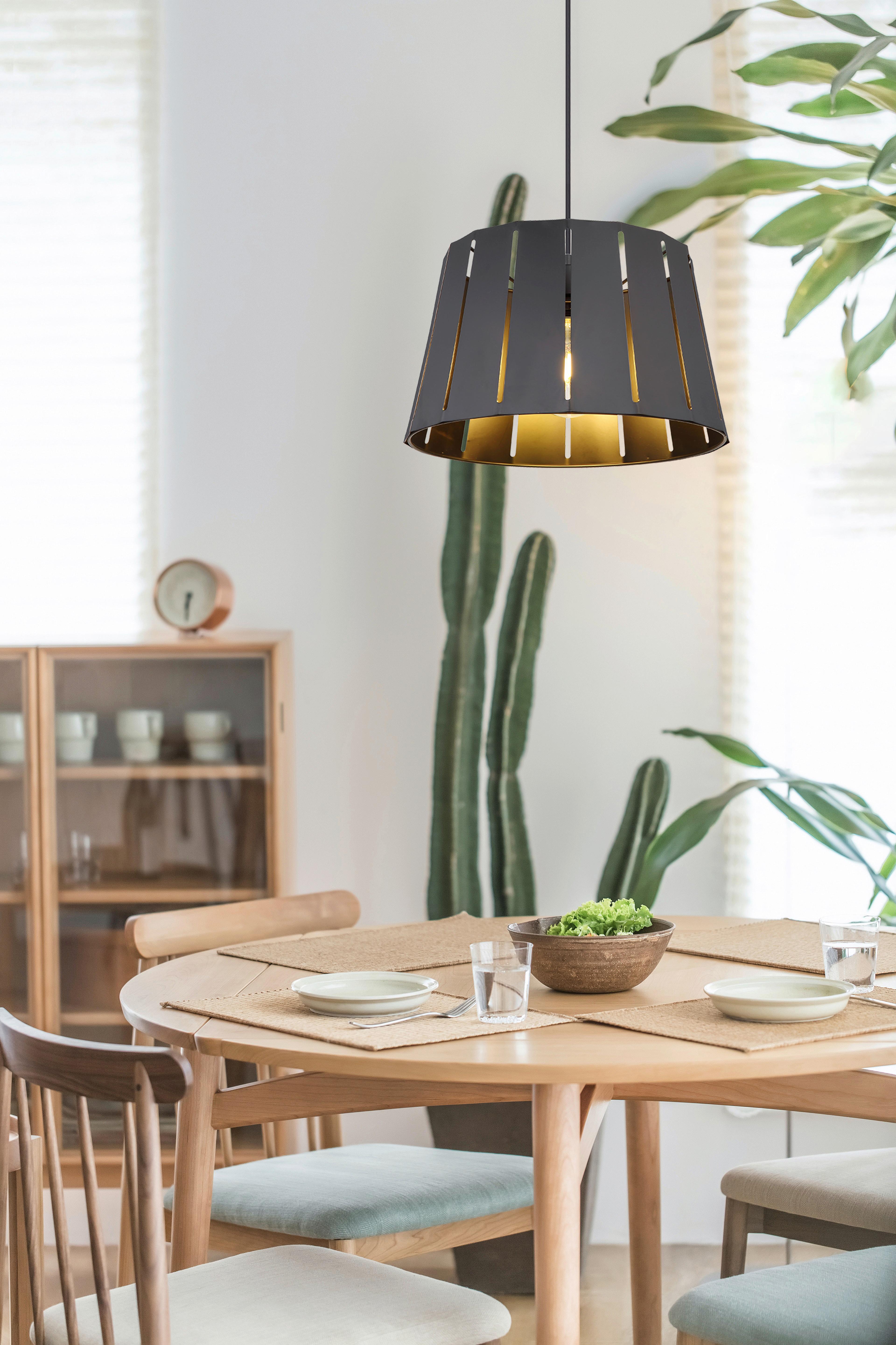 Hängeleuchte Luna Schwarz max. 40 Watt - Schwarz, Design, Metall (35/120cm) - Globo