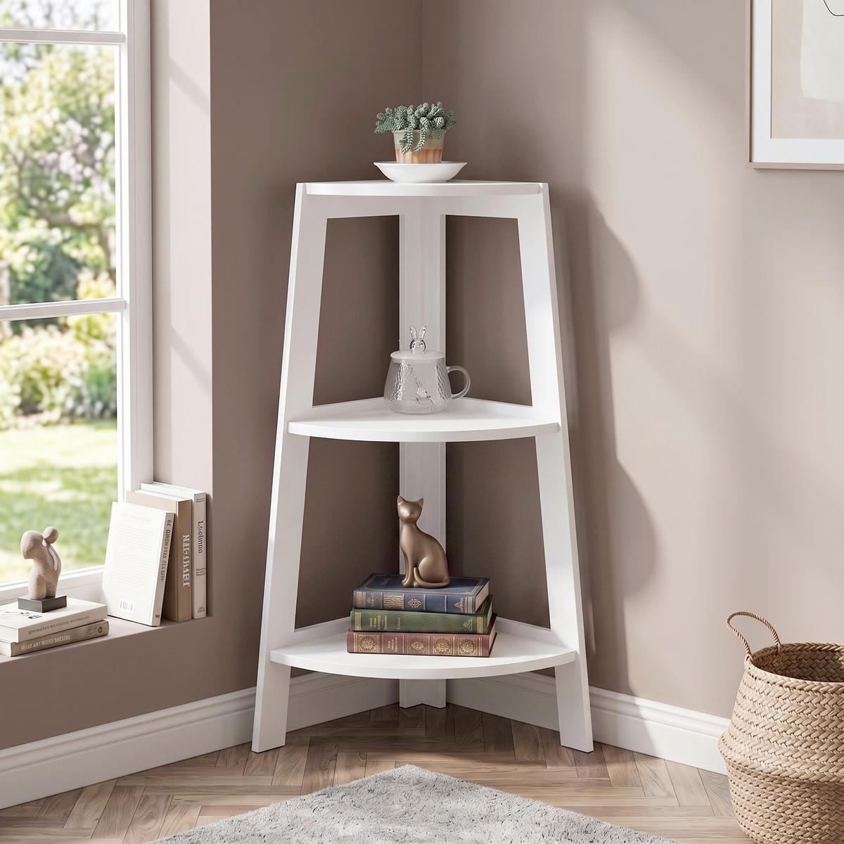Ugaona Polica Emil - bela, Moderno, pločasti materijal (37/80/37cm) - Modern Living