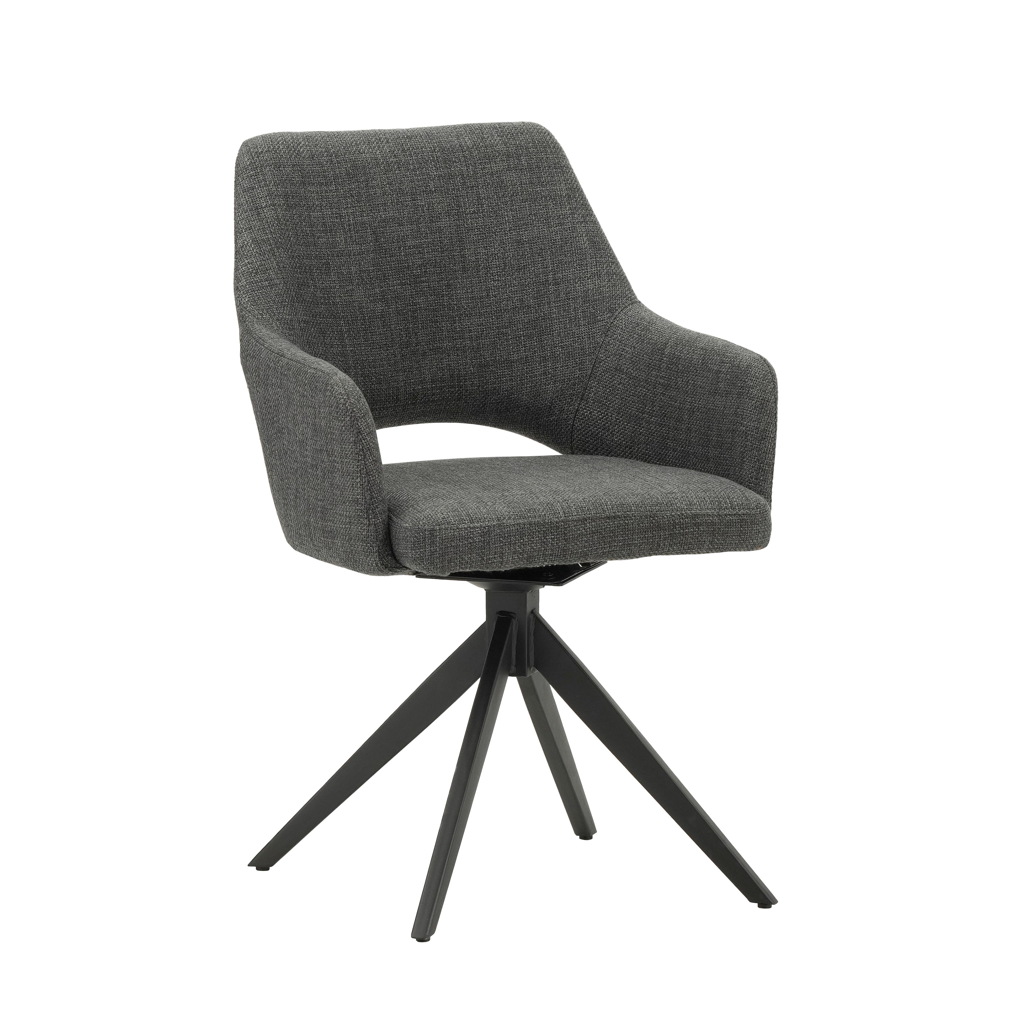 Stuhl Asher Anthrazit - Anthrazit/Schwarz, MODERN, Textil/Metall (54,5/85/61,5cm) - MID.YOU