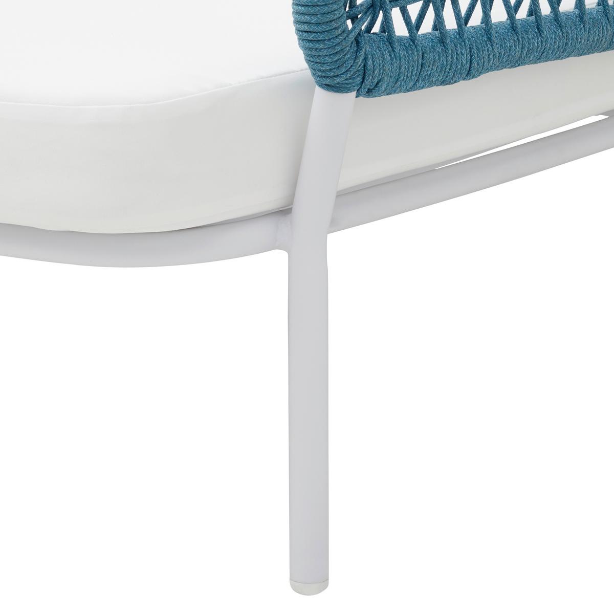 île de soleil weiß/blau, Outdoorgewebe - Türkis/Weiss, Modern, Textil/Metall (170/68/150cm) - Bessagi Garden
