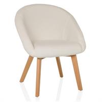 Naslanjač Scandi Ted, Bela - bela/barve bukve, Moderno, tekstil/les (68/85/62cm) - MID.YOU