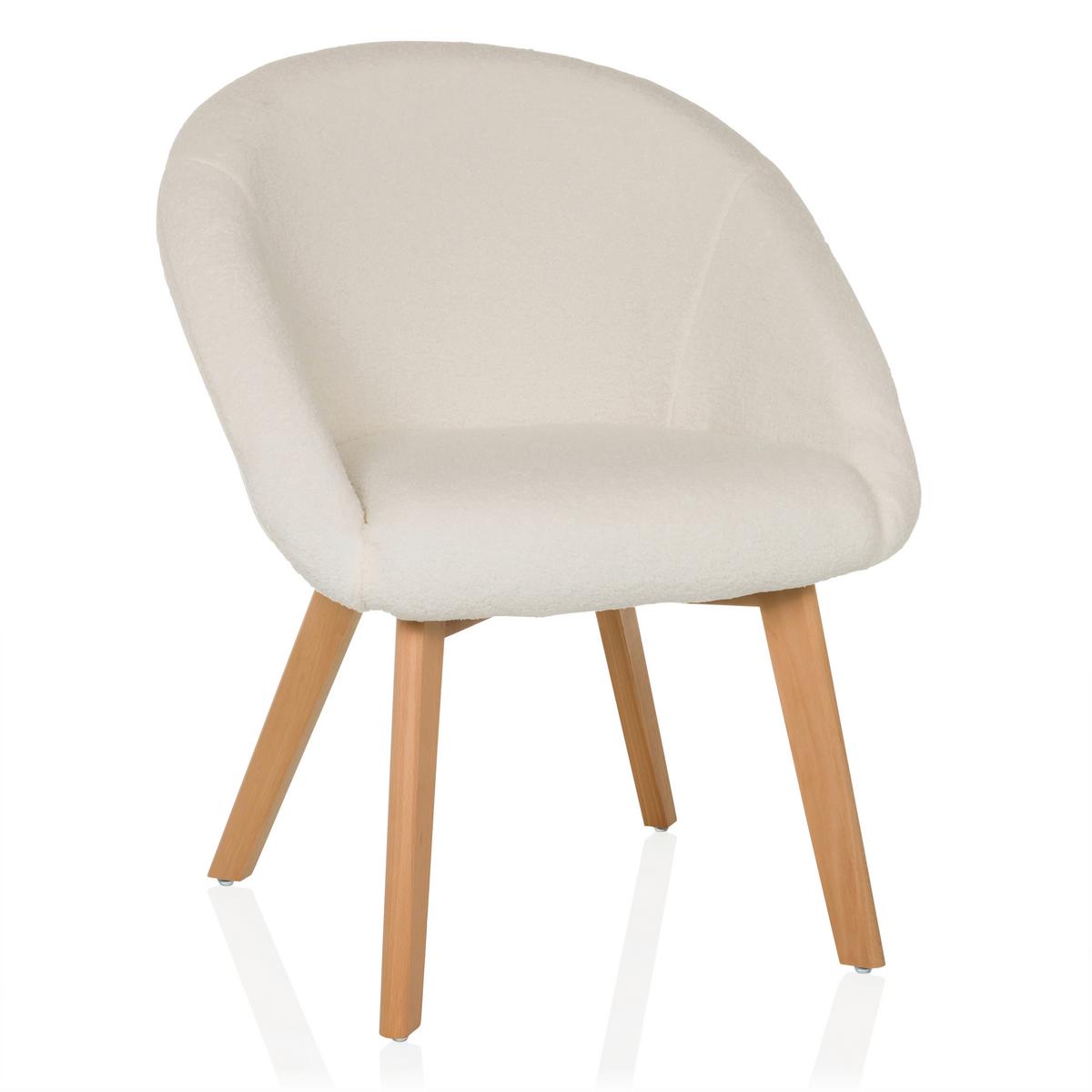 Naslanjač Scandi Ted, Bela - bela/barve bukve, Moderno, tekstil/les (68/85/62cm) - MID.YOU