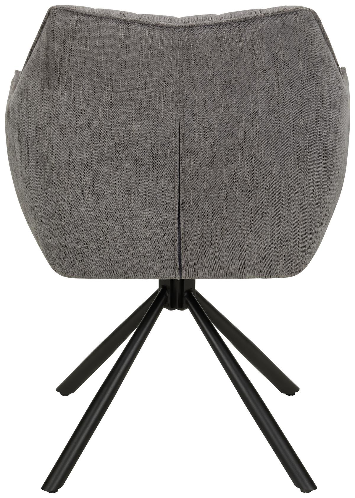 Armlehnstuhl Trient in Grau Chenille - Schwarz/Grau, MODERN, Textil/Metall (62/87/65cm) - Premium Living