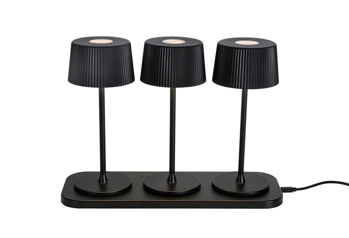 Akku-Tischleuchte Thremo Schwarz, 3er Set - Schwarz/Weiß, MODERN, Kunststoff/Metall (11/30/21,1cm) - Mömax