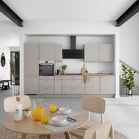 Küchenblock Touch High m. Geräten Grau - Eiche dunkel/Edelstahlfarben, MODERN, Holzwerkstoff/Metall (360cm) - Nobilia