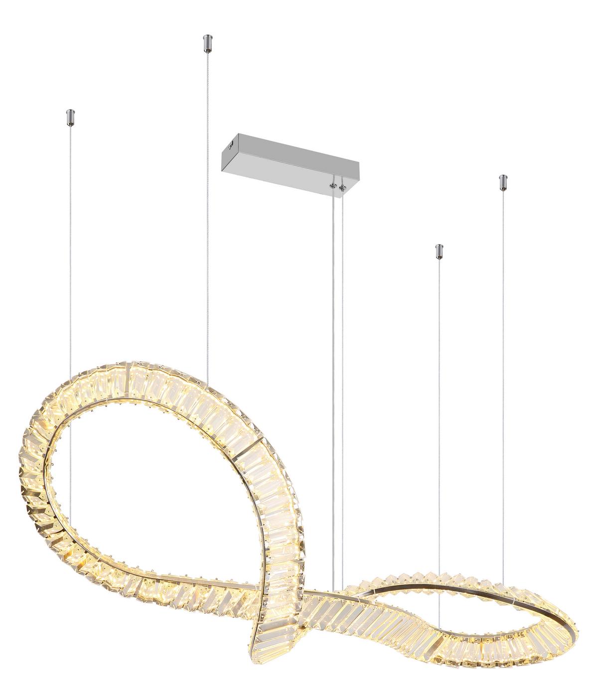 LED-HÄNGELEUCHTE 67339-72C NEIL - Klar/Chromfarben, Basics, Glas/Metall (110/33/120cm) - Globo