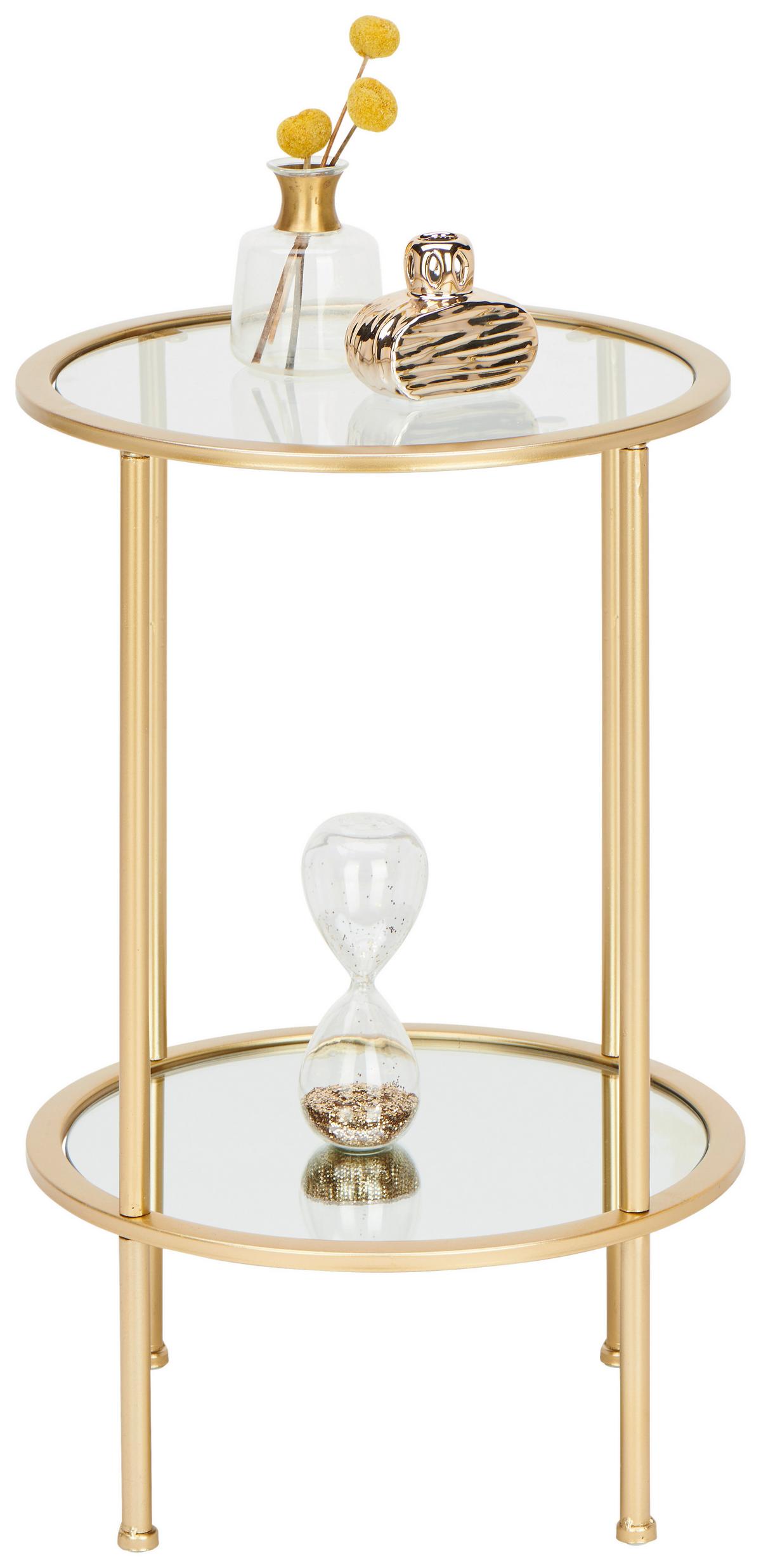 STOLIK BOCZNY FARO 1 - kolor złoty, Basics, metal/szkło (38/38/55cm)
