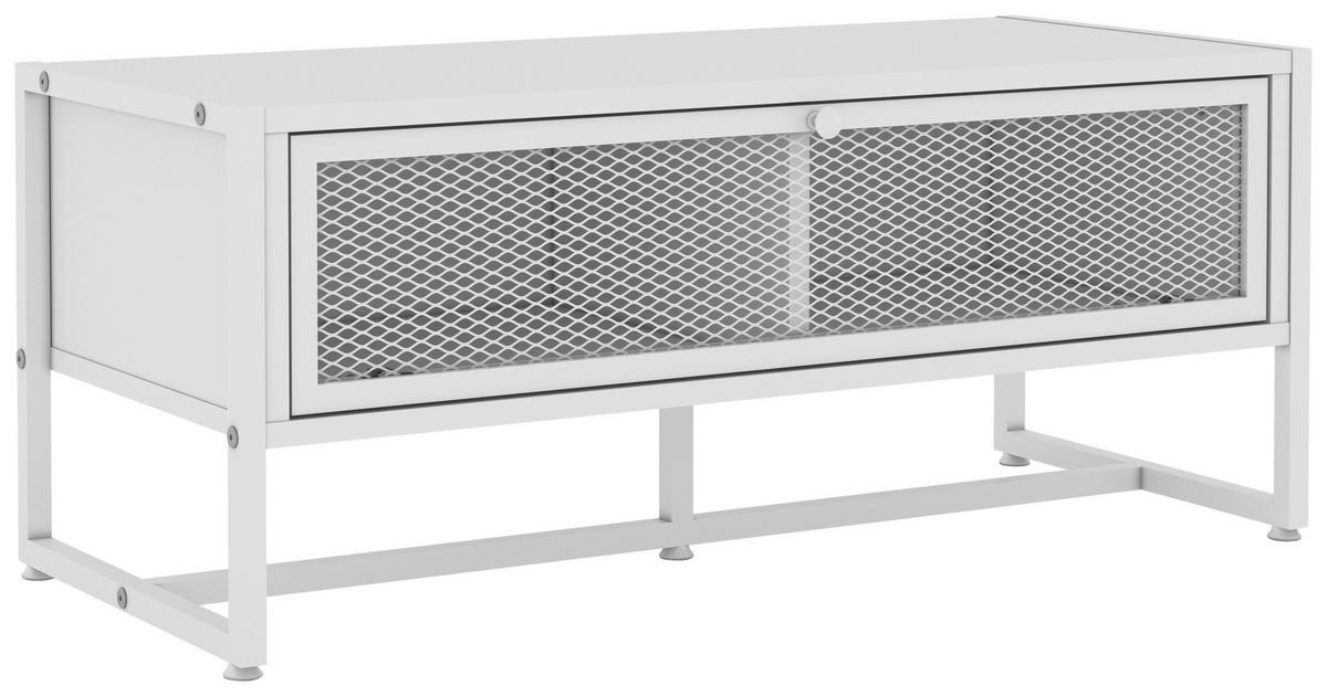 ŁAWKA Z PÓŁKĄ NA BUTY MELA - biały, Modern, metal/drewno (95/40/41cm) - P & B