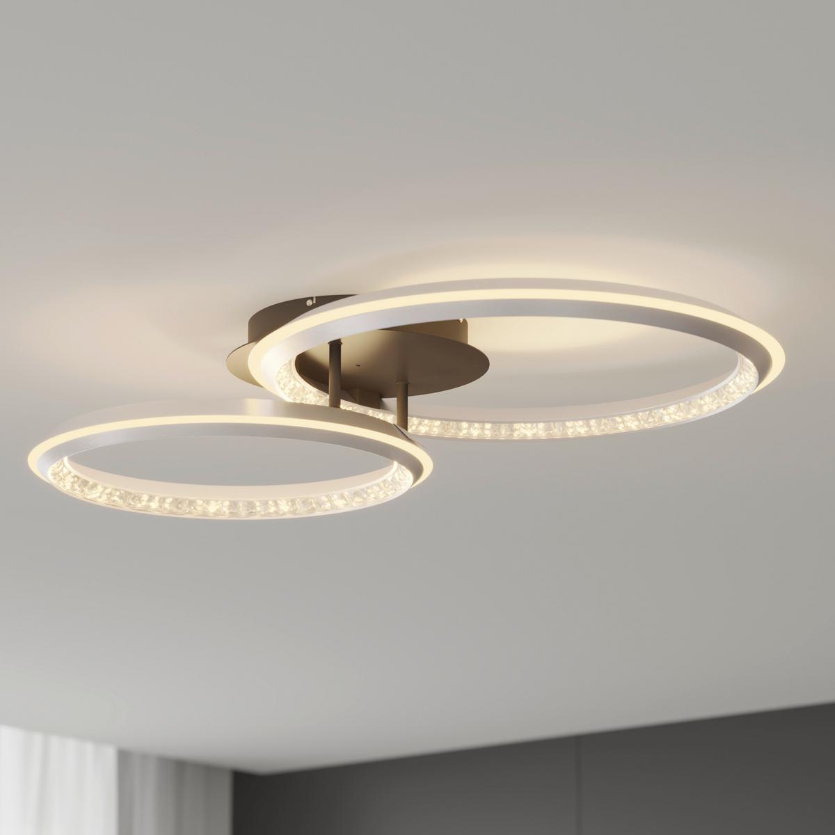LED-DECKENLEUCHTE 67329-50 ALAINA - Opal/Grau, Design, Kunststoff/Metall (75/50/14cm) - Globo