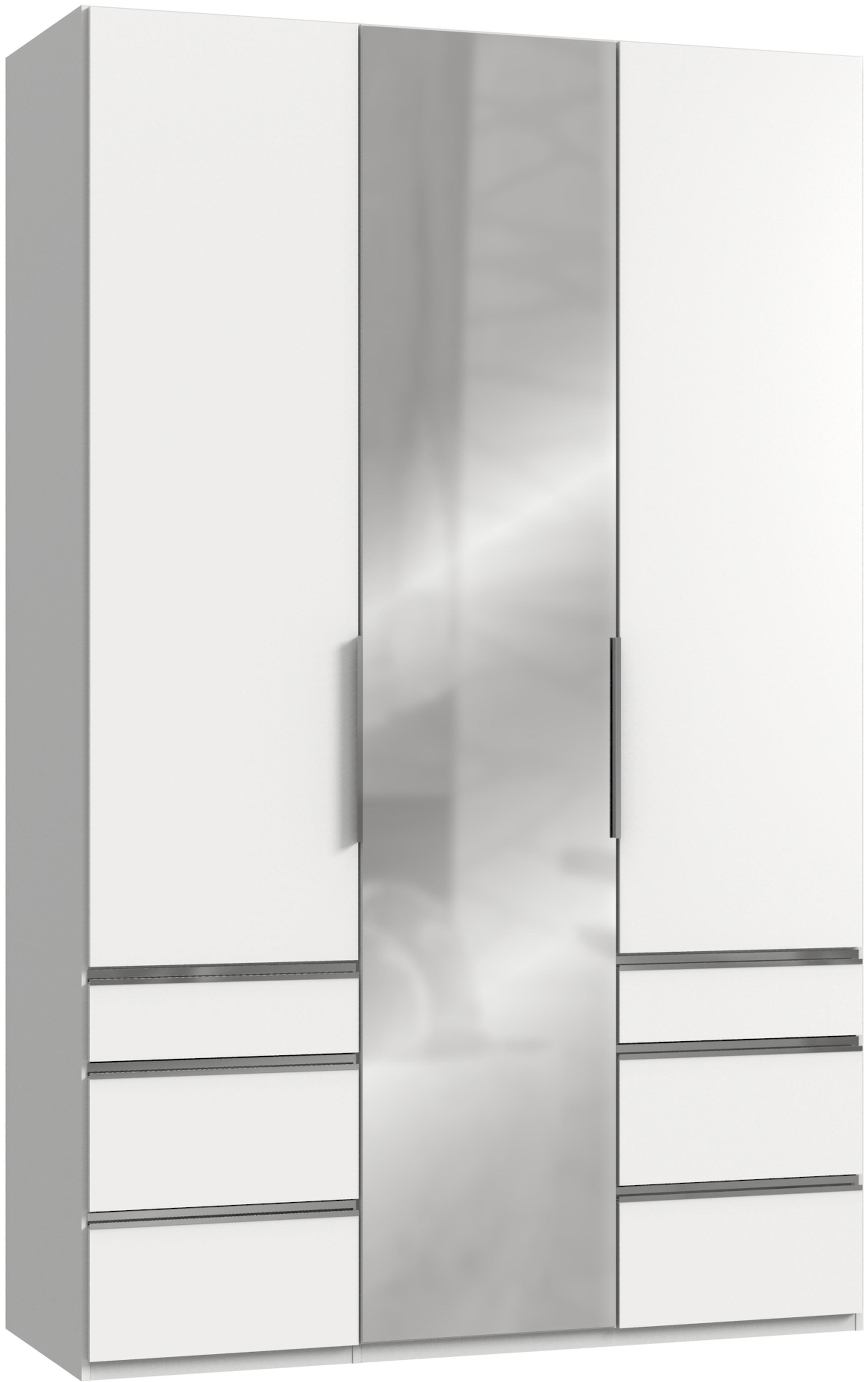 Drehtürenschrank mit Laden B: 150 cm Level, Grau/Weiß - Chromfarben/Weiß, MODERN, Glas/Holzwerkstoff (150/236/58cm) - MID.YOU