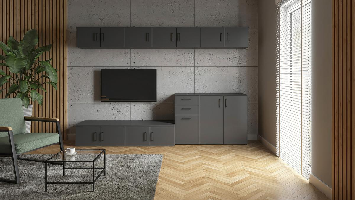 Aufsatzschrank Multistauraum Graphitfarben - Graphitfarben/Schwarz, MODERN, Holzwerkstoff/Kunststoff (80/35/40cm) - Based