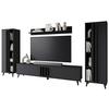 Wohnwand Helsinki Schwarz ca. 270x140x33cm - Schwarz, Trend, Holzwerkstoff/Kunststoff (270/140/33cm) - P & B