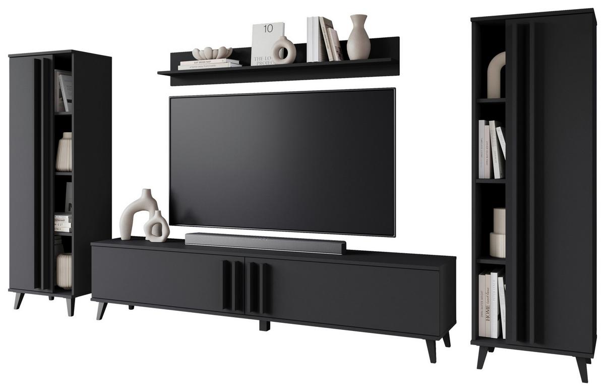 WOHNWAND HELSINKI 01 - Schwarz, Trend, Holzwerkstoff/Kunststoff (270/140/33cm) - P & B