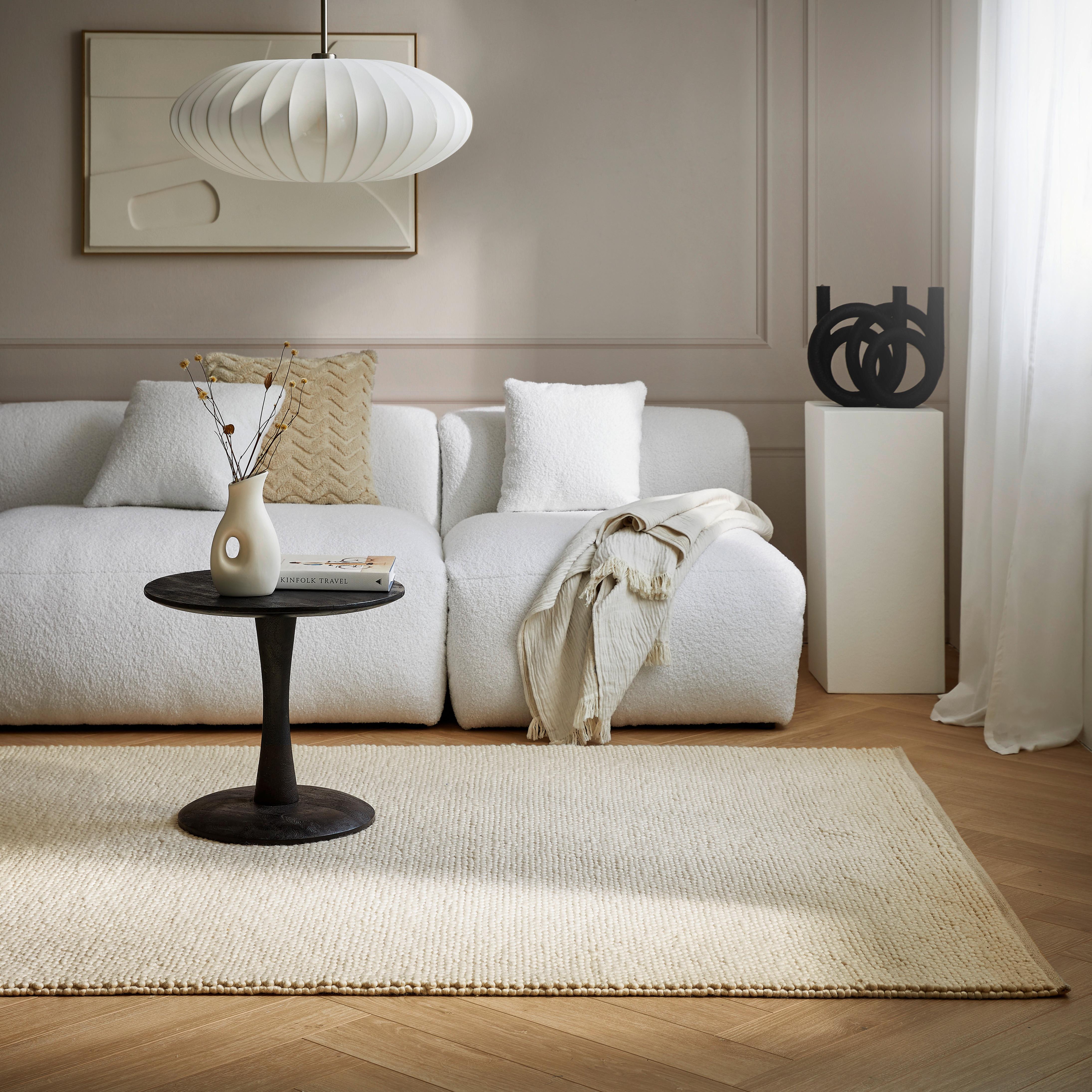 DYWAN TKANY RĘCZNIE LOOP - beżowy, Natur, tkanina (90/160cm) - Linea Natura