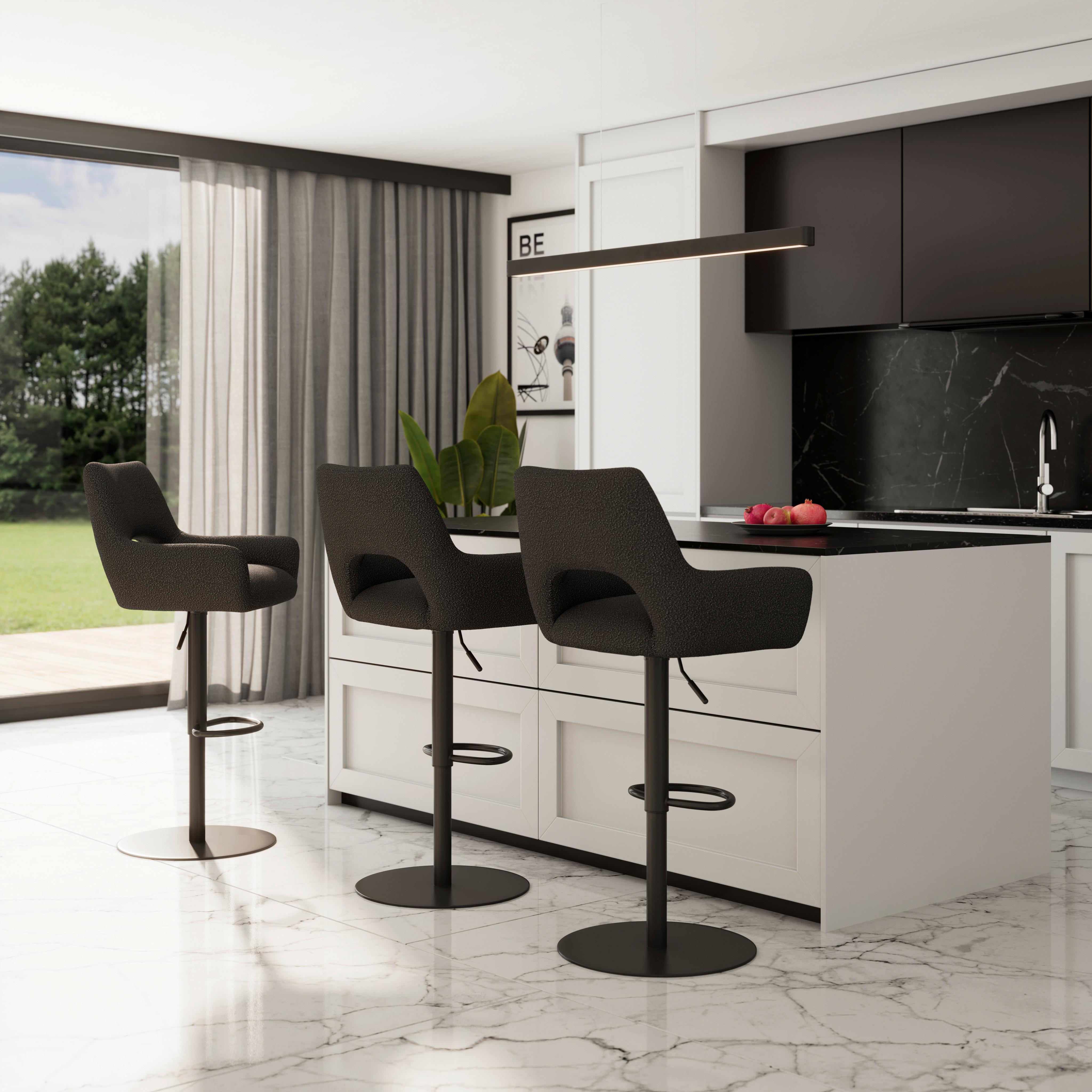 Barhocker Tami Dunkelbraun Struktur Gepolstert - Dunkelbraun/Schwarz, MODERN, Holz/Textil (46/82-102/51cm) - Bessagi Home