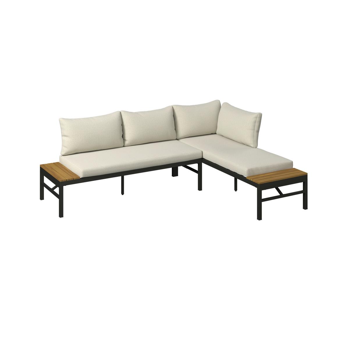KOMPLET MEBLI TARASOWYCH MONTANA - beżowy/kolor akacjowy, Modern, metal/drewno (206/160cm) - Ambia Garden