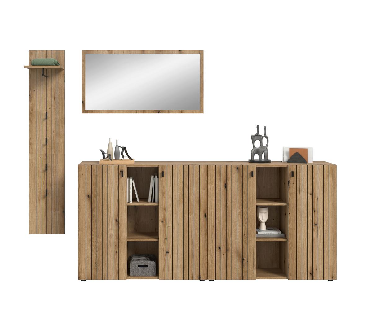 GARDEROBE STATION - Eichefarben, Design, Holzwerkstoff (258/192/37cm) - MID.YOU
