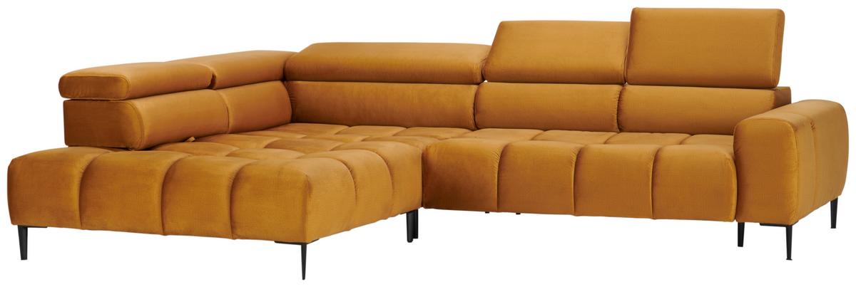 Kutna Garnitura Imperia - curry žuta/crna, Design, tekstil/metal (216/300cm) - Modern Living