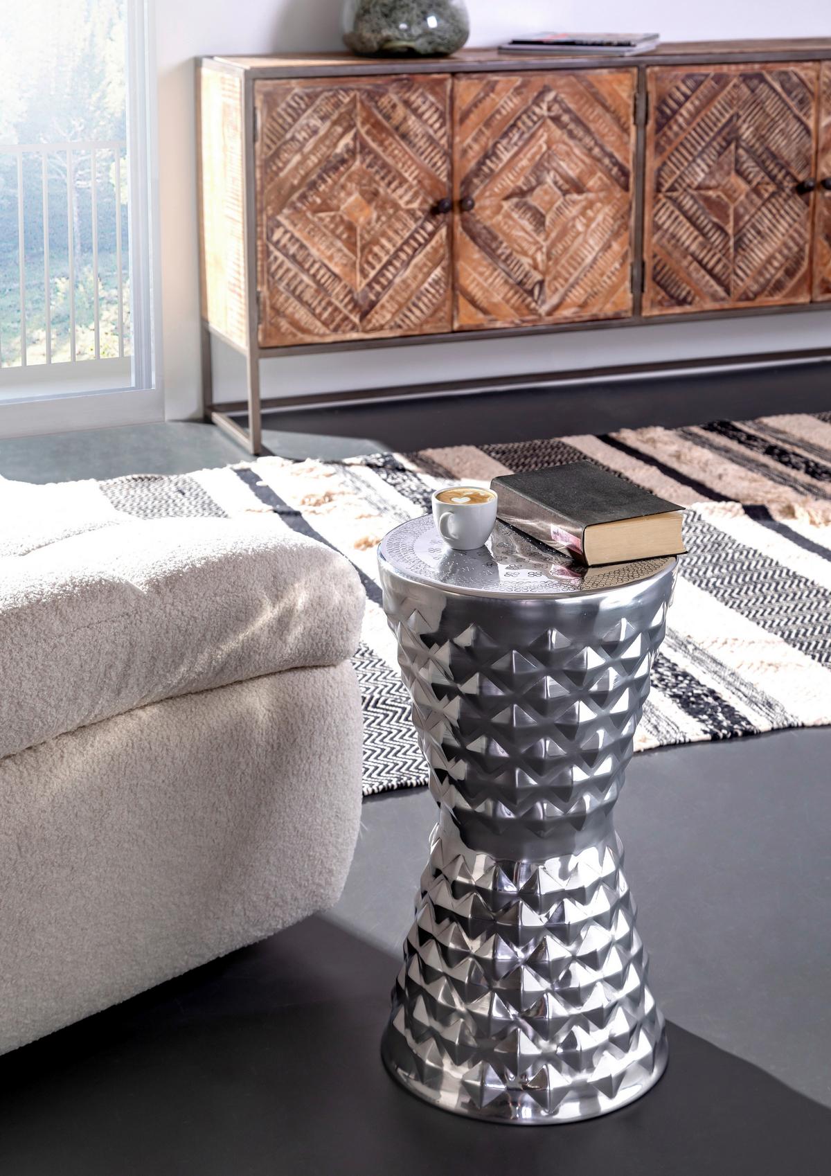 STOLIK BOCZNY MIX&MATCH - kolor aluminiowy, Design, metal (29/29/51cm)