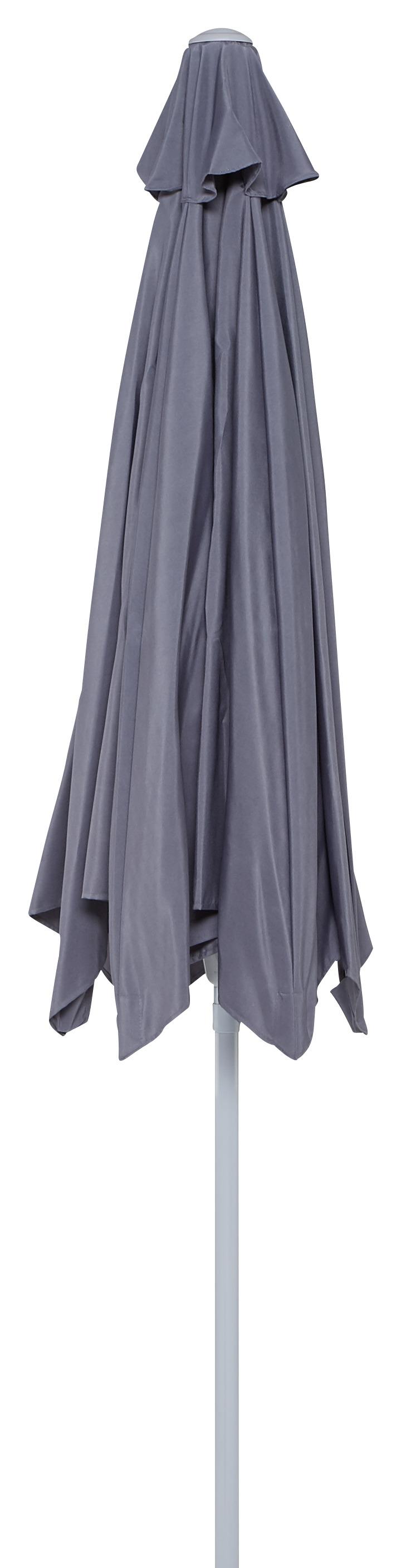 Sonnenschirm Akane Anthrazit aus Textil/Metall - Anthrazit/Silberfarben, Kunststoff/Textil (270/245cm) - Mömax
