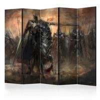 Paravan Dragon Castle I, 5-Delni, Dvostranski - siva/sivobela, Basics, tekstil/les (225/172/3cm) - artgeist