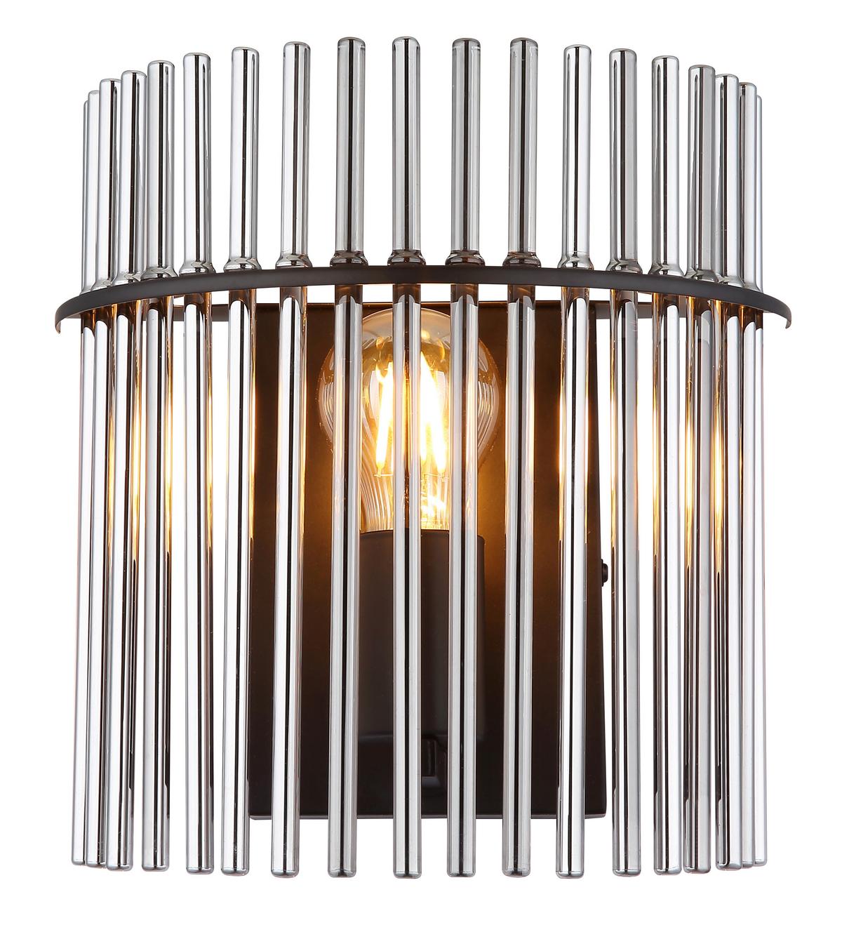 Wandleuchte Gorley Rauchfarben max. 60 Watt - Schwarz, KONVENTIONELL, Glas/Metall (25/12,5/26cm) - Globo