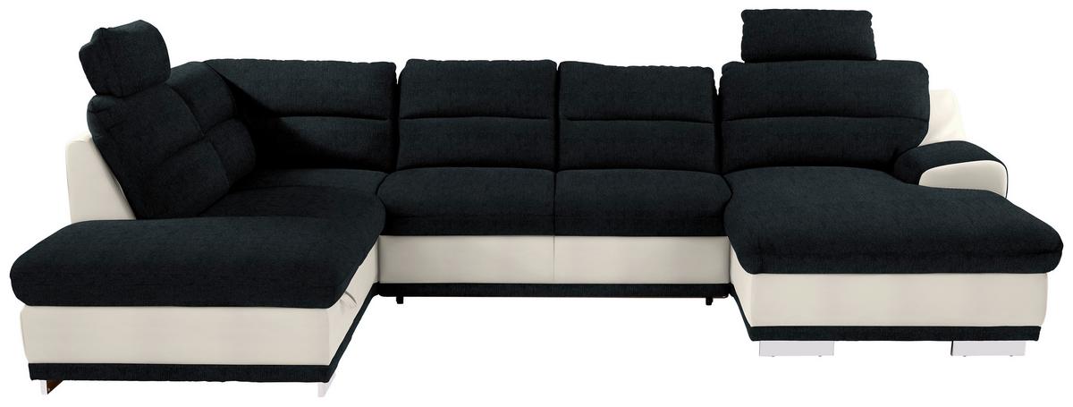 Sedežna Garnitura Seaside, Z Ležiščem, Predalom, Oblika U - barve kroma/črna, Konvencionalno, kovina/tekstil (218/334/165cm) - Premium Living