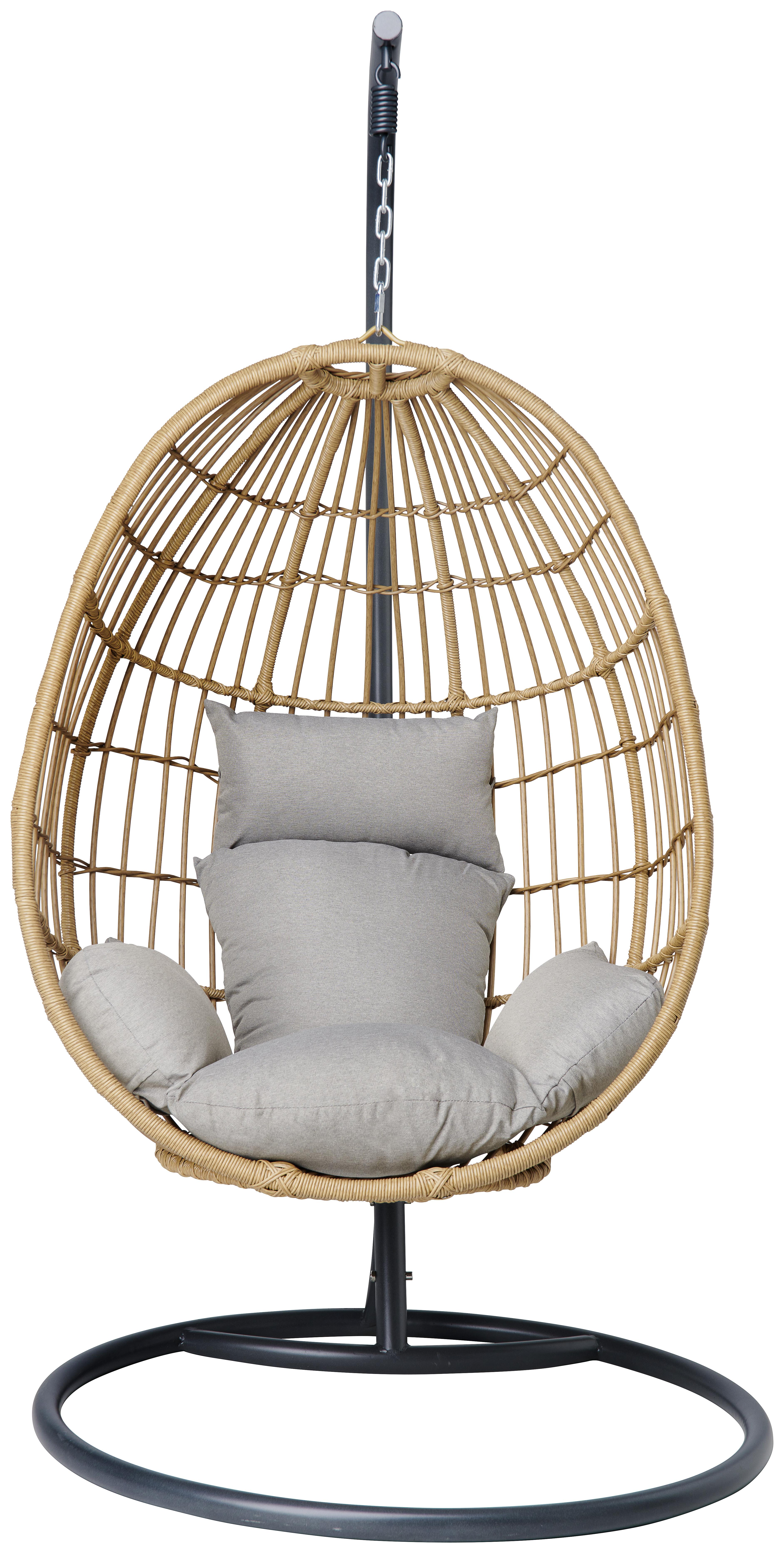 Hängesessel Norica in Braun/Naturfarben - Braun/Naturfarben, Modern, Kunststoff/Textil (104/198/104cm) - Zandiara
