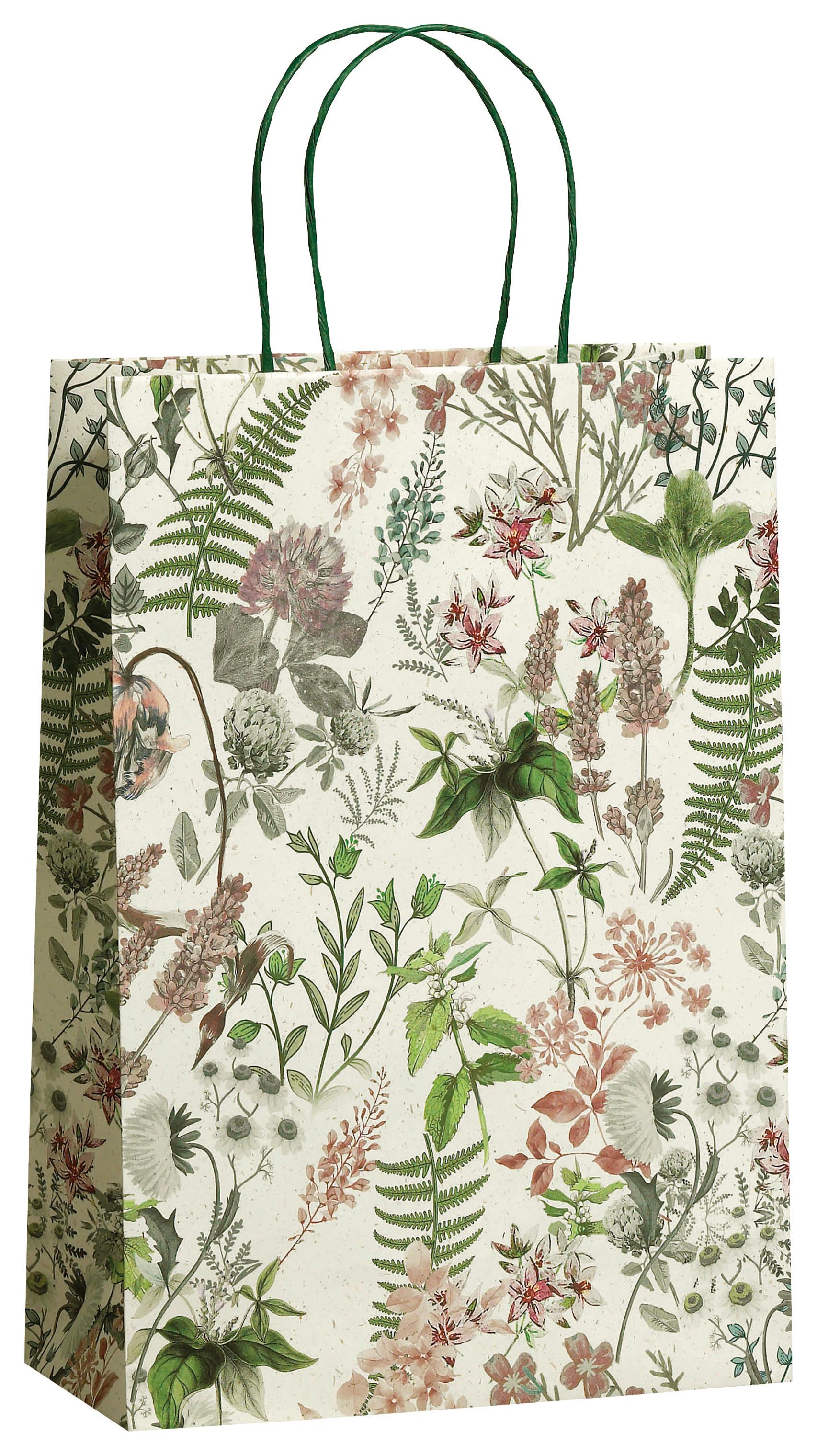 Geschenktasche Jana mit floralen Muster - Naturfarben/Rosa, LIFESTYLE, Papier (22/32/10cm) - Modern Living