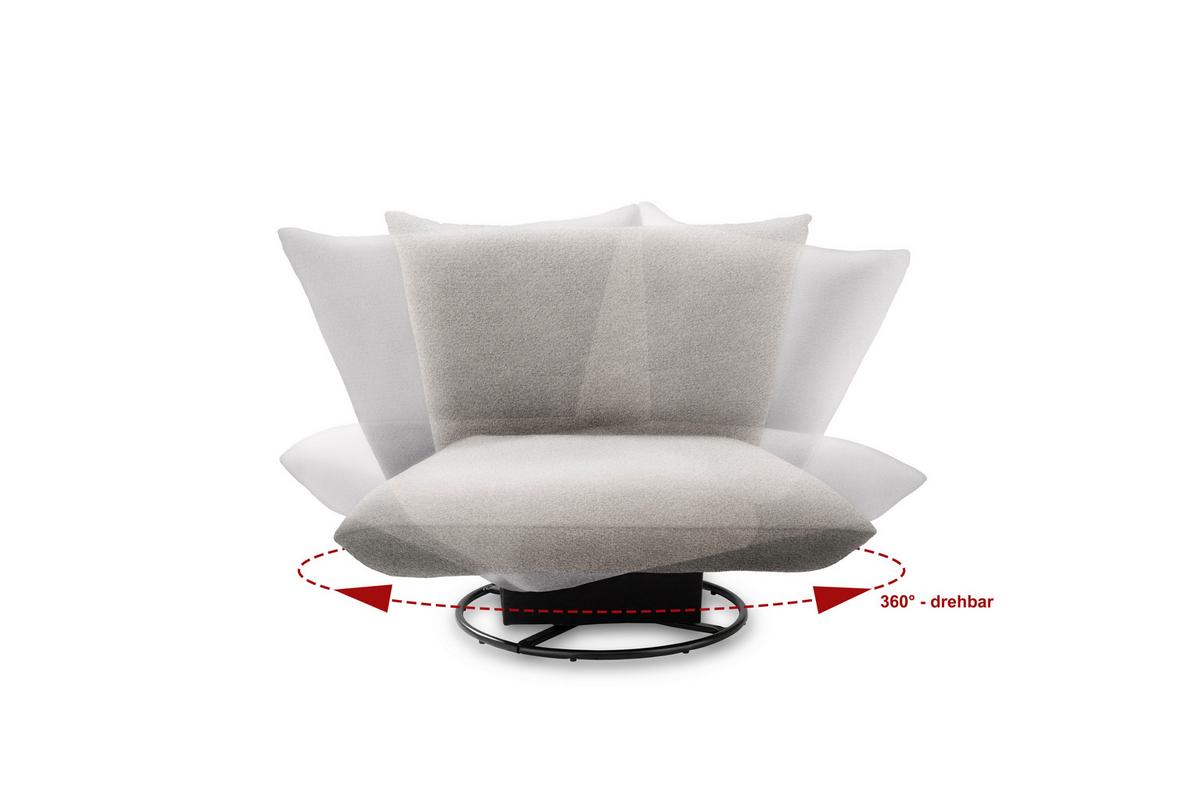 Relaxsessel Cremona ca. 100x78x96 cm Taupe - Taupe/Schwarz, Design, Textil/Metall (100/78/96cm) - Livetastic