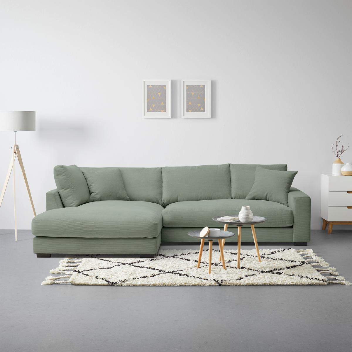 Ecksofa Pedro Hellgrün - Schwarz/Hellgrün, MODERN, Kunststoff/Textil (190/300cm) - Mömax