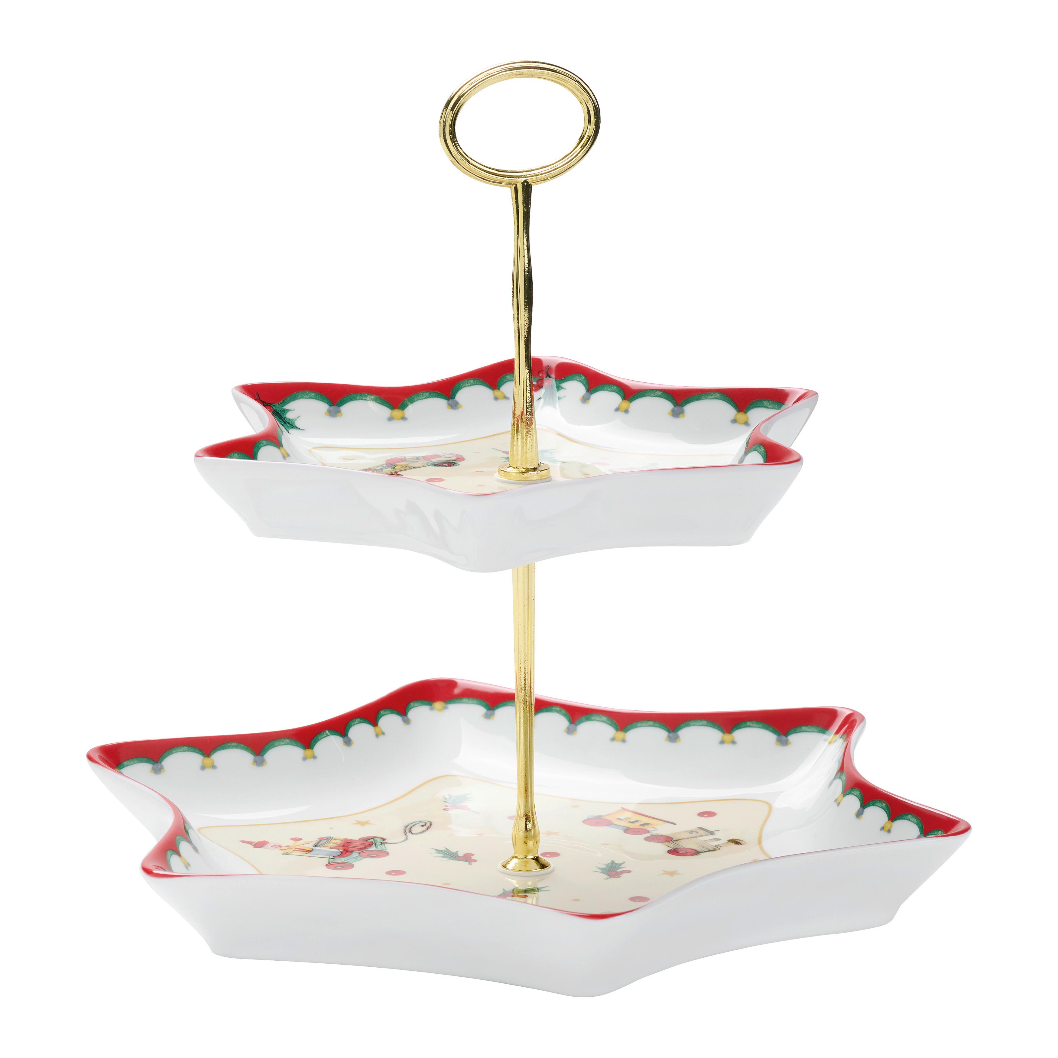 Etažer Xmas - zlate barve/bela, Konvencionalno, kovina/keramika (27/23cm) - Mömax
