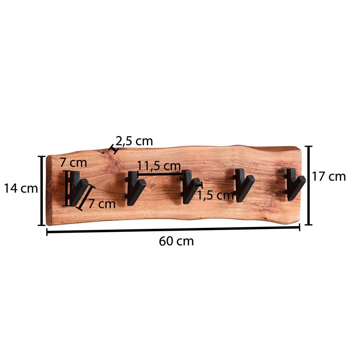 Stenski Obešalnik Wl6.358 - barve akacije, Moderno, les (60/17/9cm) - MID.YOU