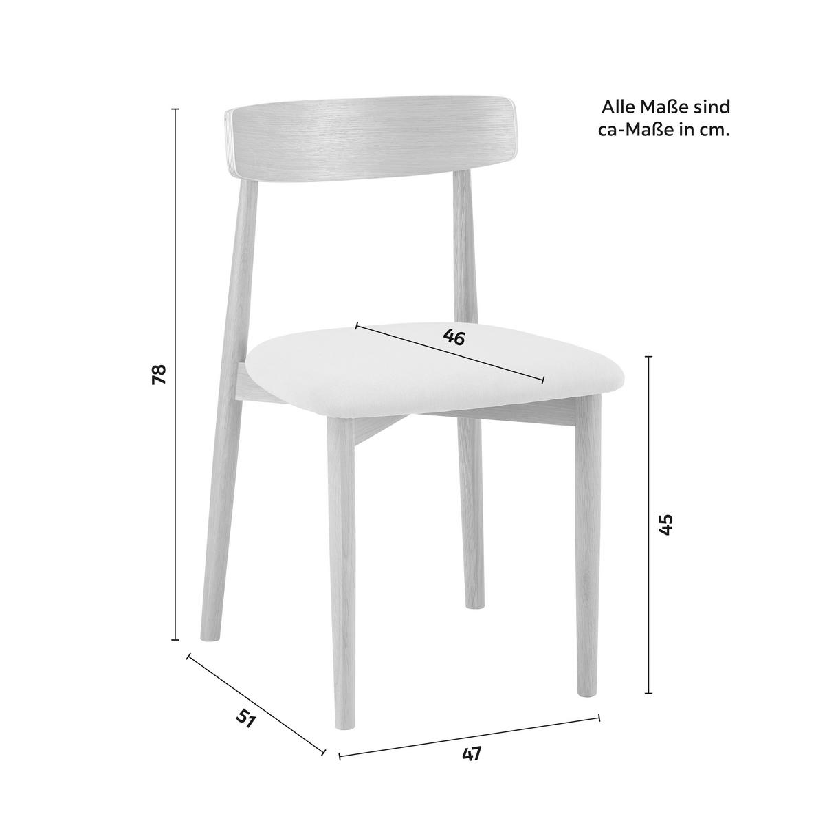 Stol Noah, Bež, Masiven Hrast - bež/naravne barve, Moderno, tekstil/les (47/78/51cm) - Bessagi Home