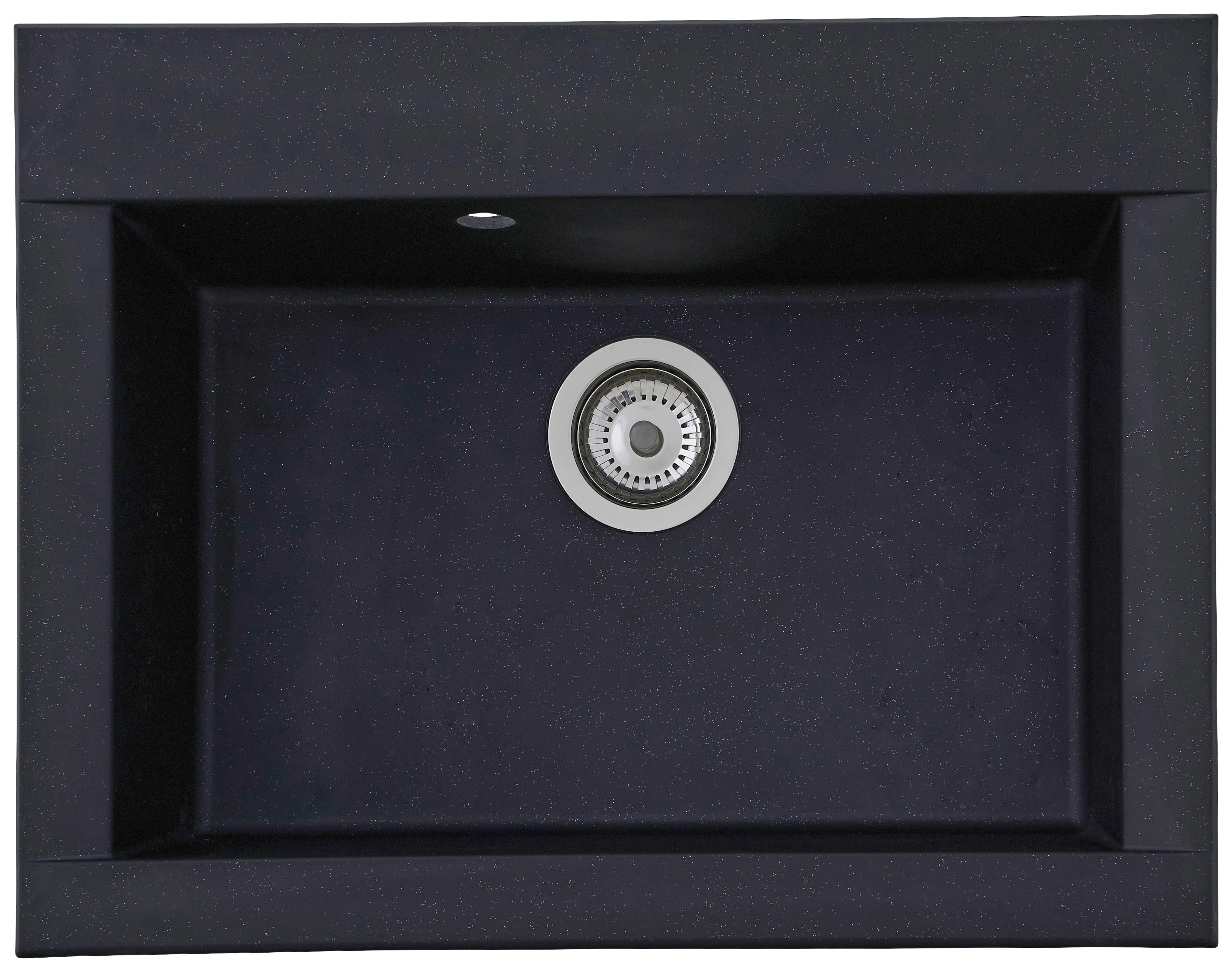 Einbauspüle Ohio ca. 66x21x50 cm Schwarz - Schwarz, Trend, Glas/Kunststoff (66/21/50cm) - Respekta