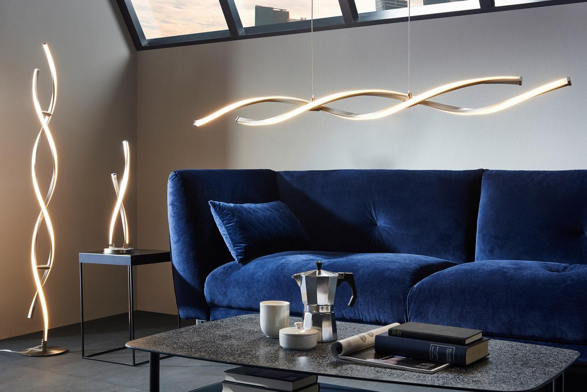 LAMPA WISZĄCA LED 9142-55 POLINA - kolor niklowy, Design, metal (110/8/140cm) - Paul Neuhaus