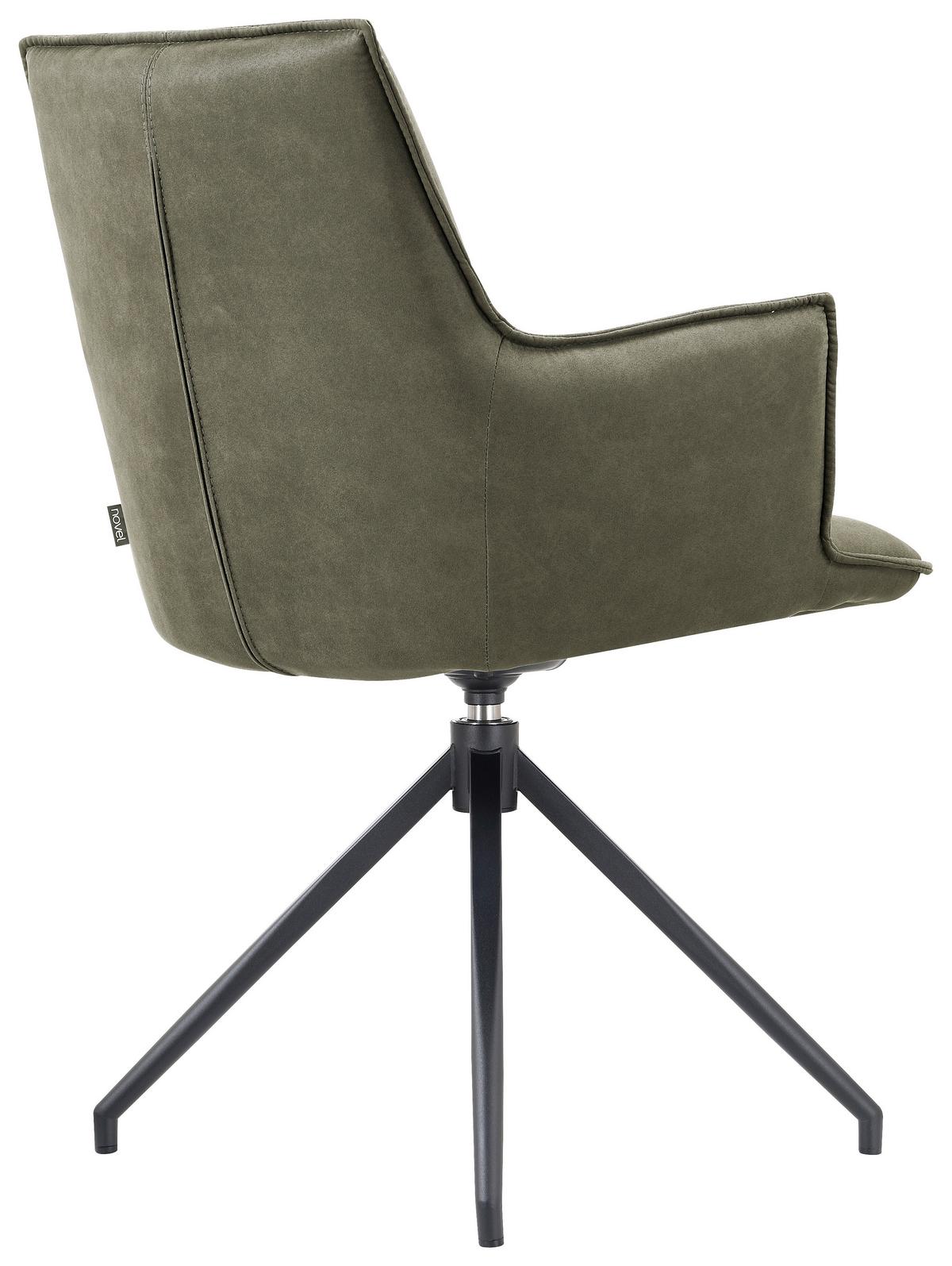 KRZESŁO Z PODŁOKIETNIKAMI OSAKA - czarny/oliwkowa zieleń, Design, metal/tkanina (59/89,5/63cm) - Novel