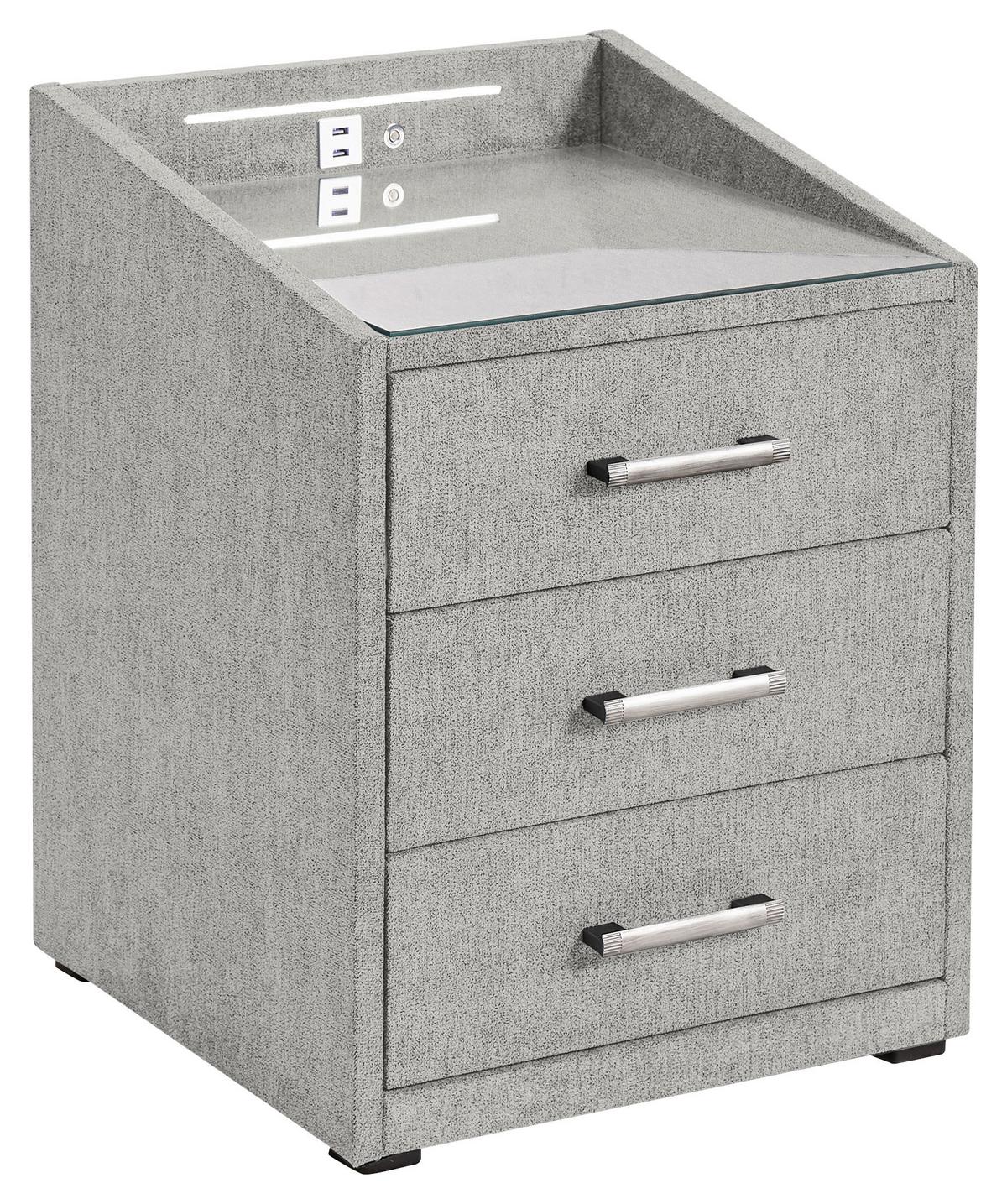 SZAFKA NOCNA MOON - kolor bagienny/kolor srebrny, Modern, materiał drewnopochodny/tworzywo sztuczne (47/61/46cm)